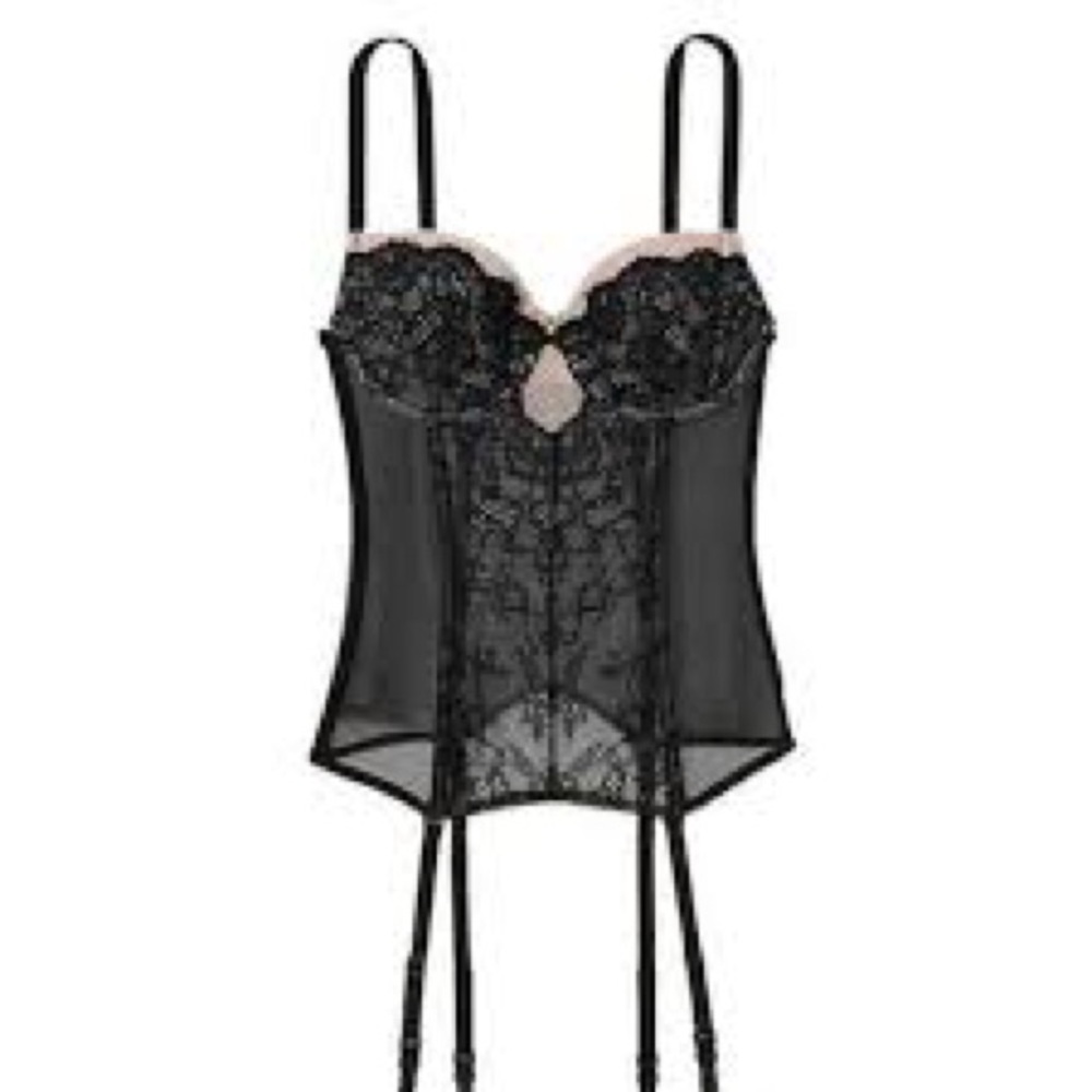 Victoria’s Secret black lace corset bustier